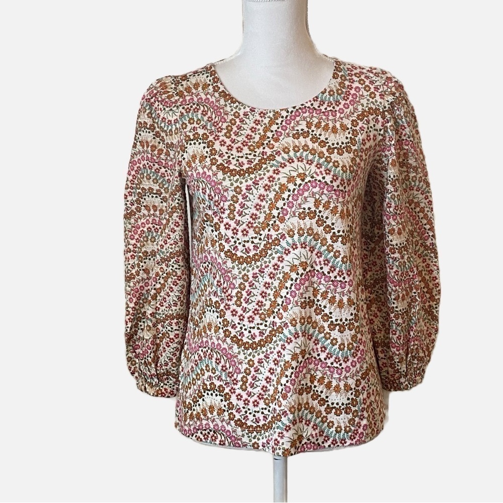Loft Garden Shimmer Tie Back Mixed Media Top Size XS NWT